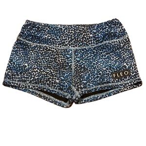 Fleo Womens Size L Bad Bad Girl 3.25 Blue Cheetah Print Crossfit Booty Shorts